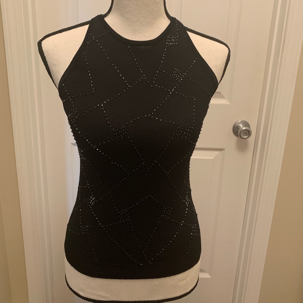 Black sleeveless beaded top